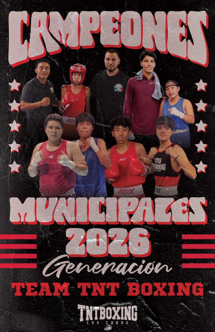Cartel del equipo TNT Boxing con sus campeones municipales, generación 2026