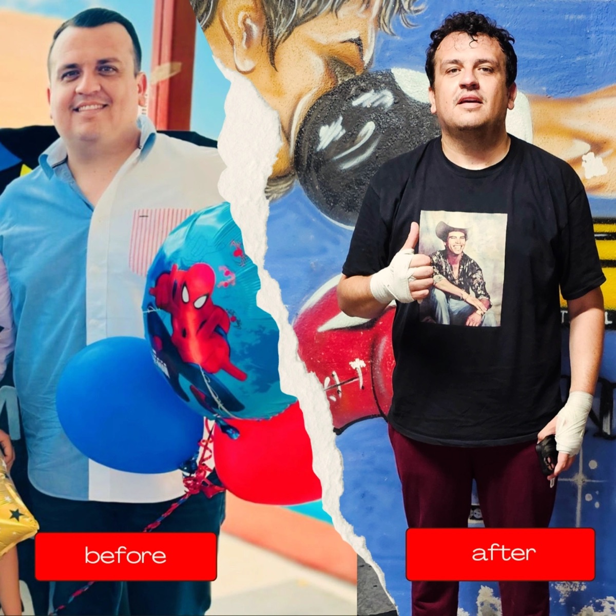 Collage de transformación compartido por TNT, historia 3